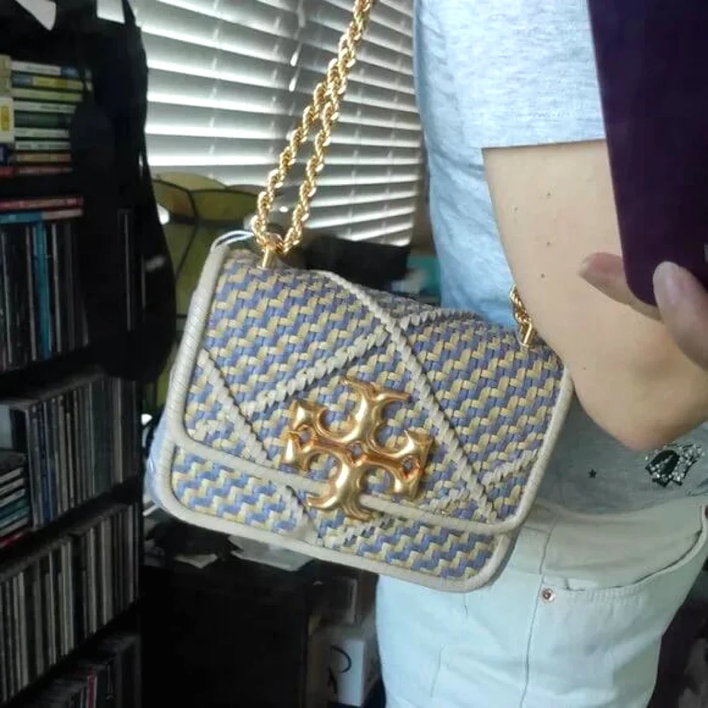 TORY BURCH Small Eleanor Diamond Woven Braided Leather Shoulder Bag
